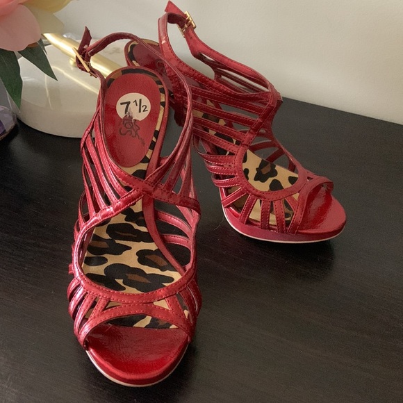 Carlos Red Strappy Heels - Picture 9 of 9